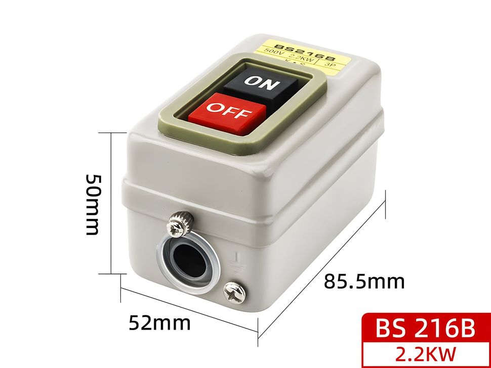 Dimensions for BS216B 1.5kW Push Button Switch
