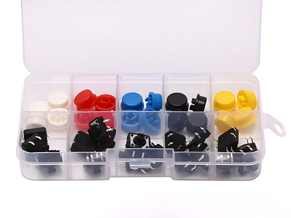 25 Pcs Tactile Button Switch with Caps Kit