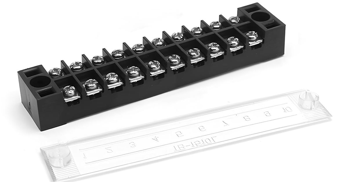 600V Barrier Screw Terminal Block Strip with Lid | Thingbits Electronics