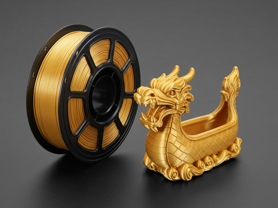 Premium PLA+ Silk Dark Gold Filament for 3D Printers