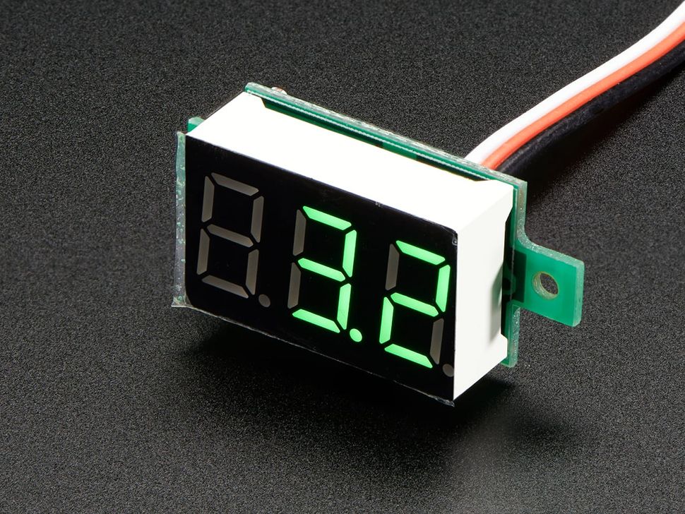 3-wire Voltmeter with 0.36 inch LED Display - Green