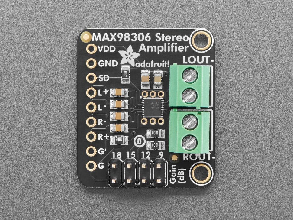 Image for Adafruit MAX98306 Stereo 3.7W Class D Audio Amplifier Board