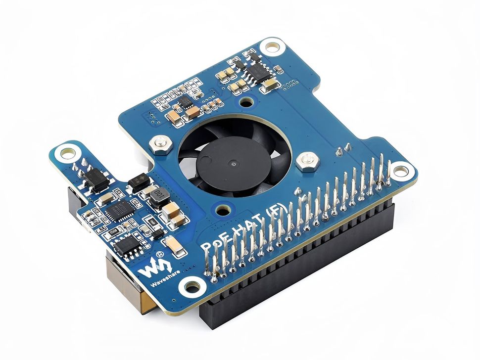 PoE Power Over Ethernet HAT (F) Top Angled View