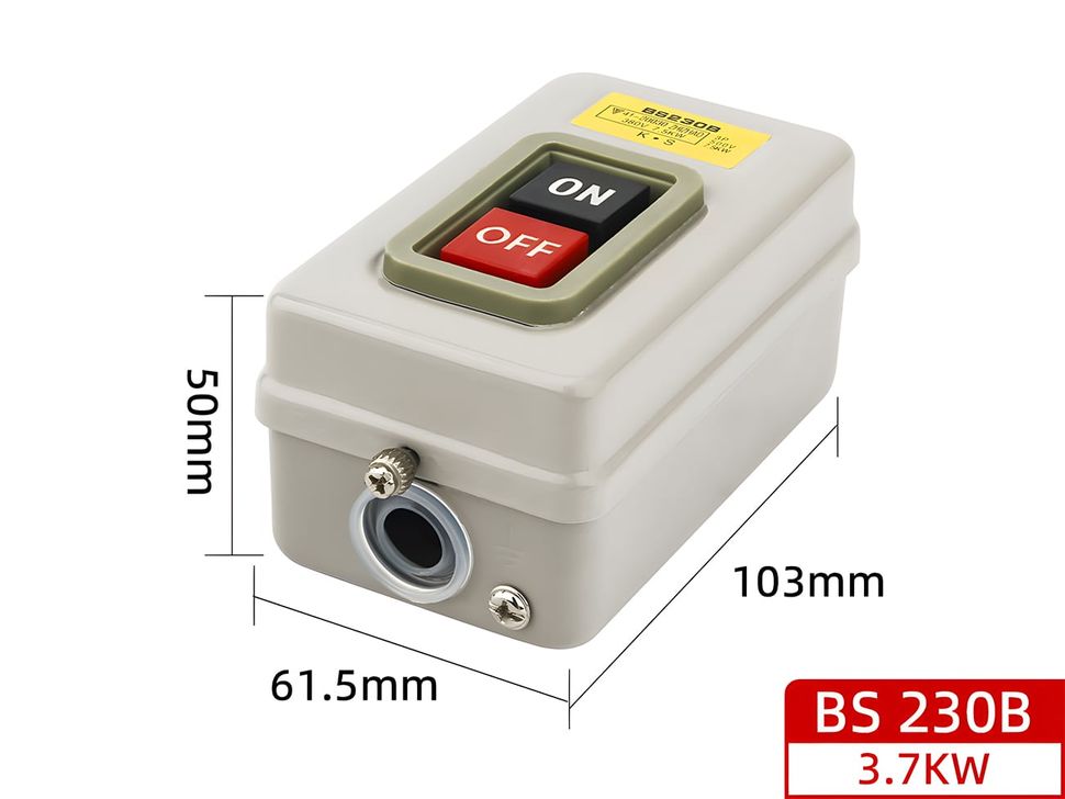 Dimensions for BS230B 1.5kW Push Button Switch