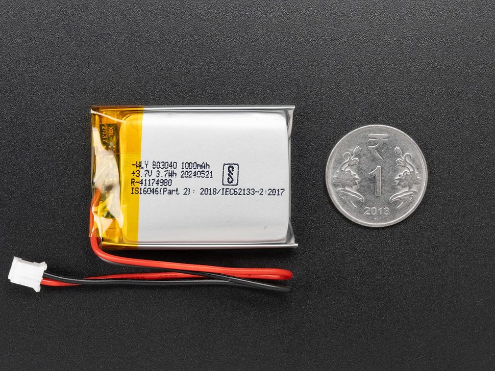 Lithium Ion Polymer Battery 3.7V 1000mAh Size Reference