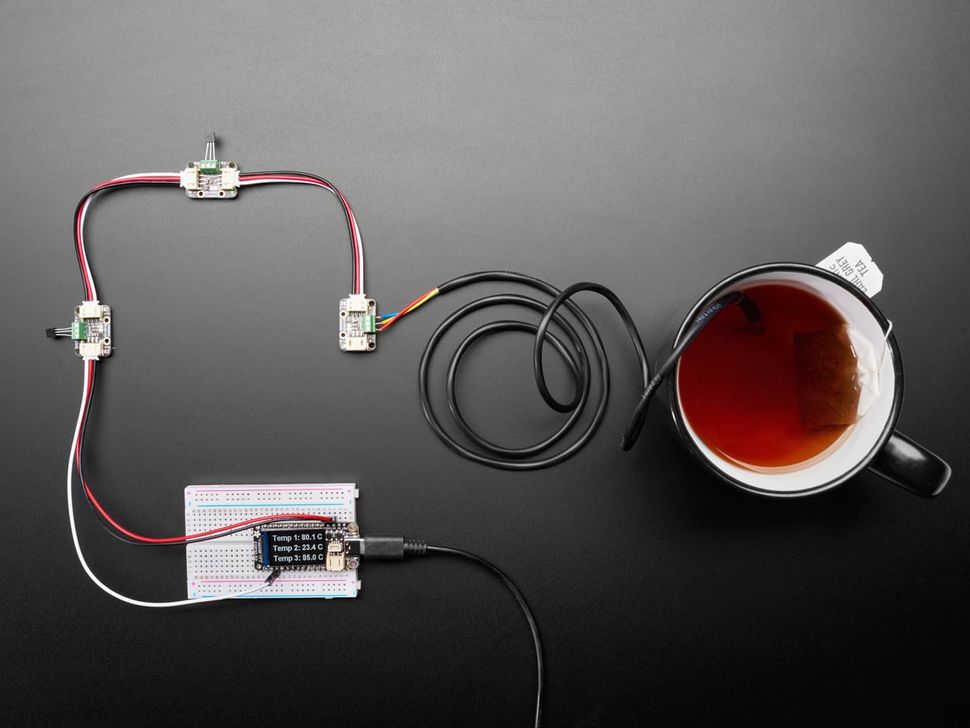 Measuring temperature using Adafruit DS18B20 Chainable Temperature Sensor Extender