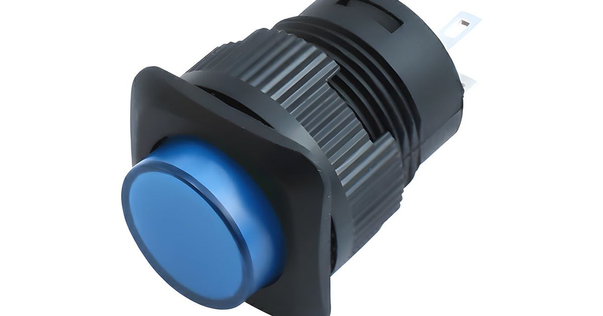 16mm Square Panel Mount Latching On & Off Pushbutton Switch | Thingbits ...