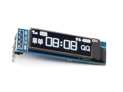 0.91 inch OLED 128x32 Display Board with I2C                White                BlueView image 1