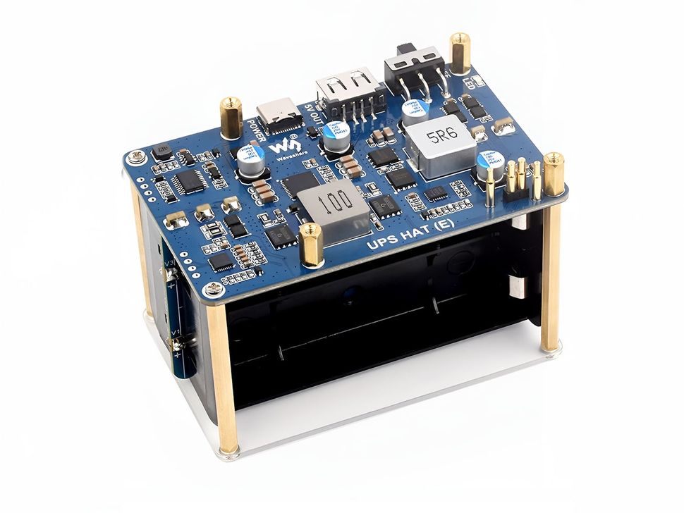 UPS Base HAT (E) for Raspberry Pi Side View with no Battery