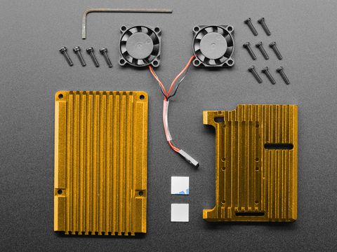 Aluminum Heatsink Case for Raspberry Pi 4                With Fans - Red                With Fans - Gold                Without Fans - RedView image 1