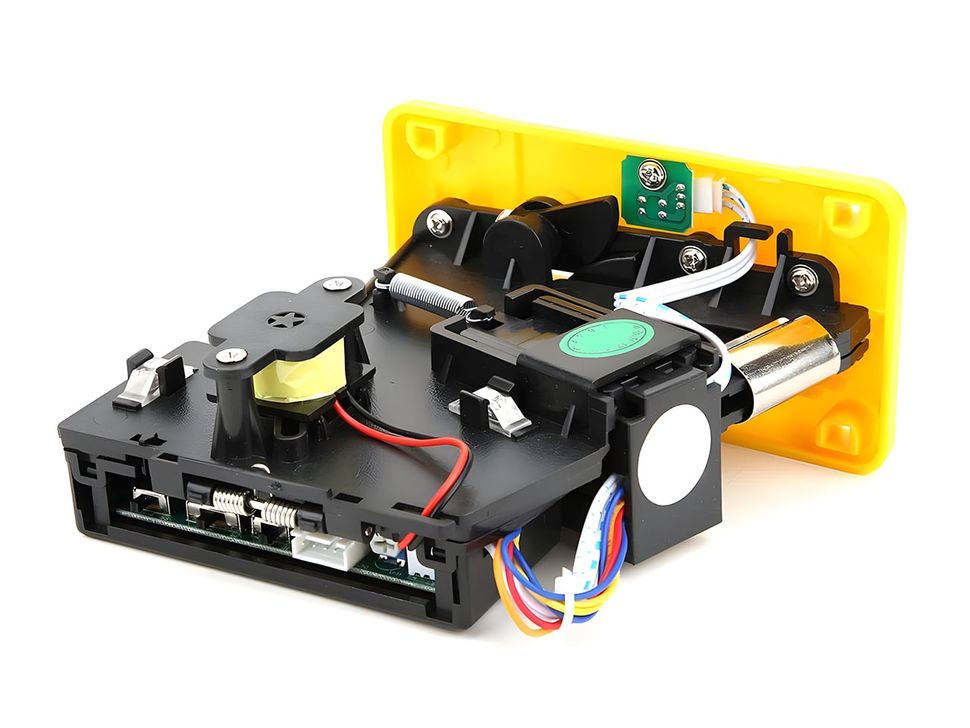 JY133A Multi Currency Coin Acceptor Back Side View - Yellow