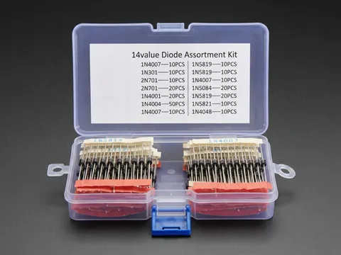 Diode Assortment Kit (200pcs) 14 Values - Switching, Rectifier & Schottky Diodes