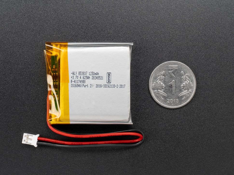 Lithium Ion Polymer Battery 3.7V 1250mAh Size