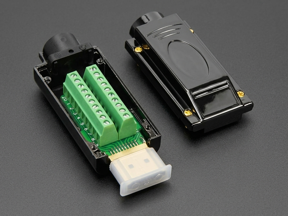HDMI 2.0 Plug to Terminal Block Metal Body and Silicone Cover