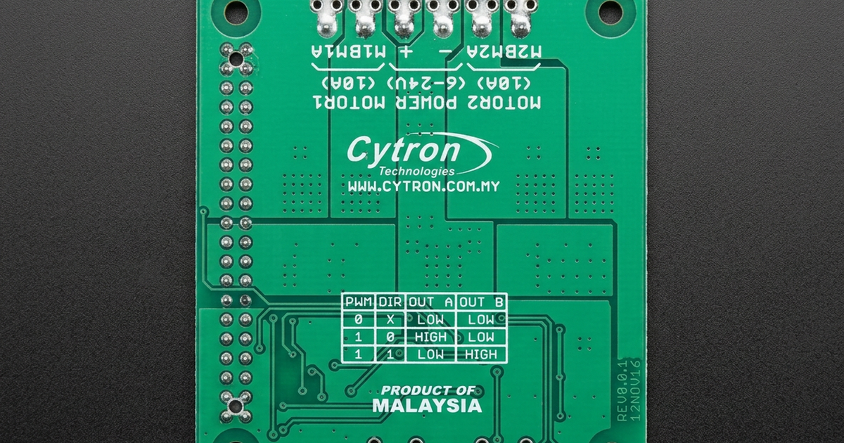 Cytron 10A Dual-Channel DC Motor Driver HAT for Raspberry Pi ...