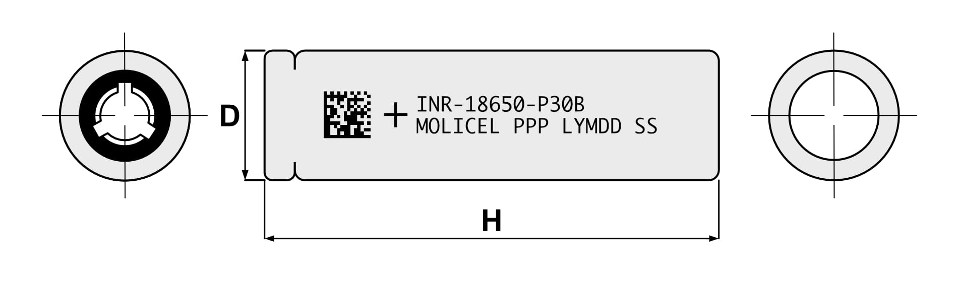 Molicel INR18650-P30B battery diagram