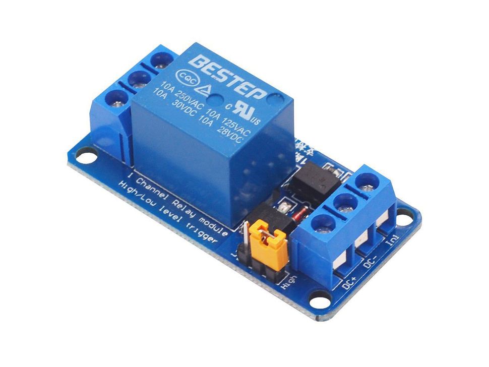1 Channel Relay Module with High/Low Trigger and Optocoupler