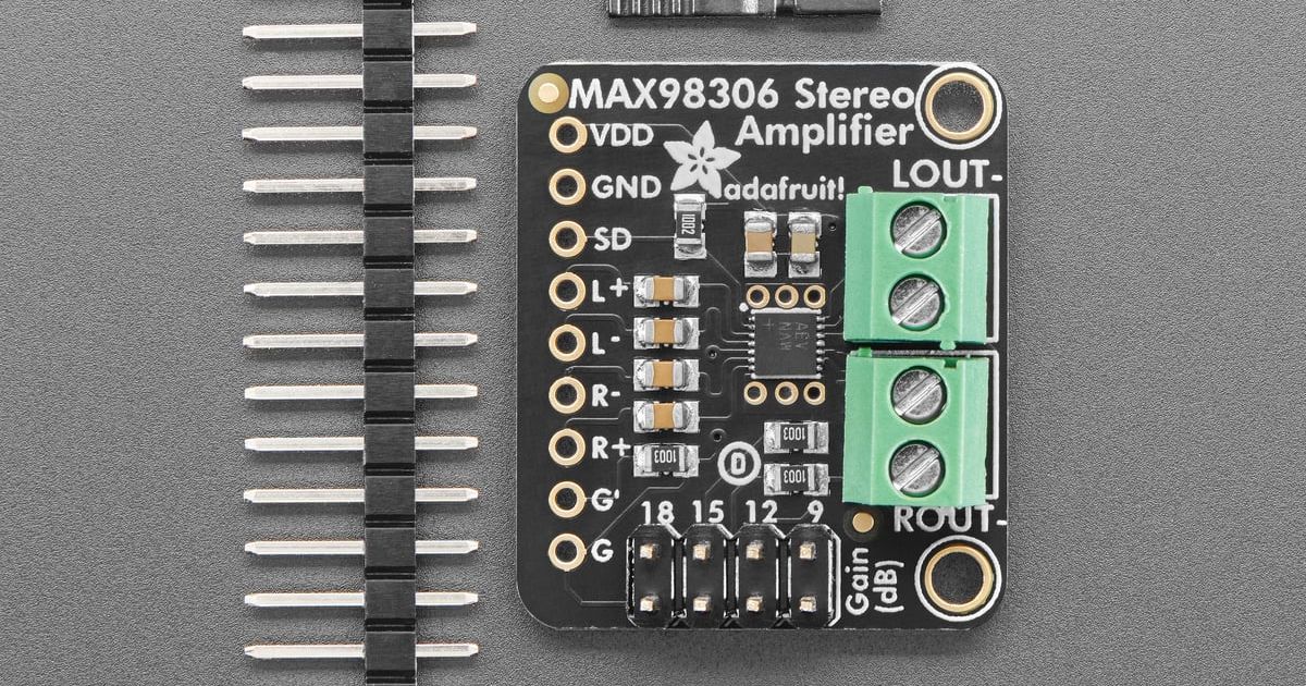 Adafruit MAX98306 Stereo 3.7W Class D Audio Amplifier Board | Thingbits ...