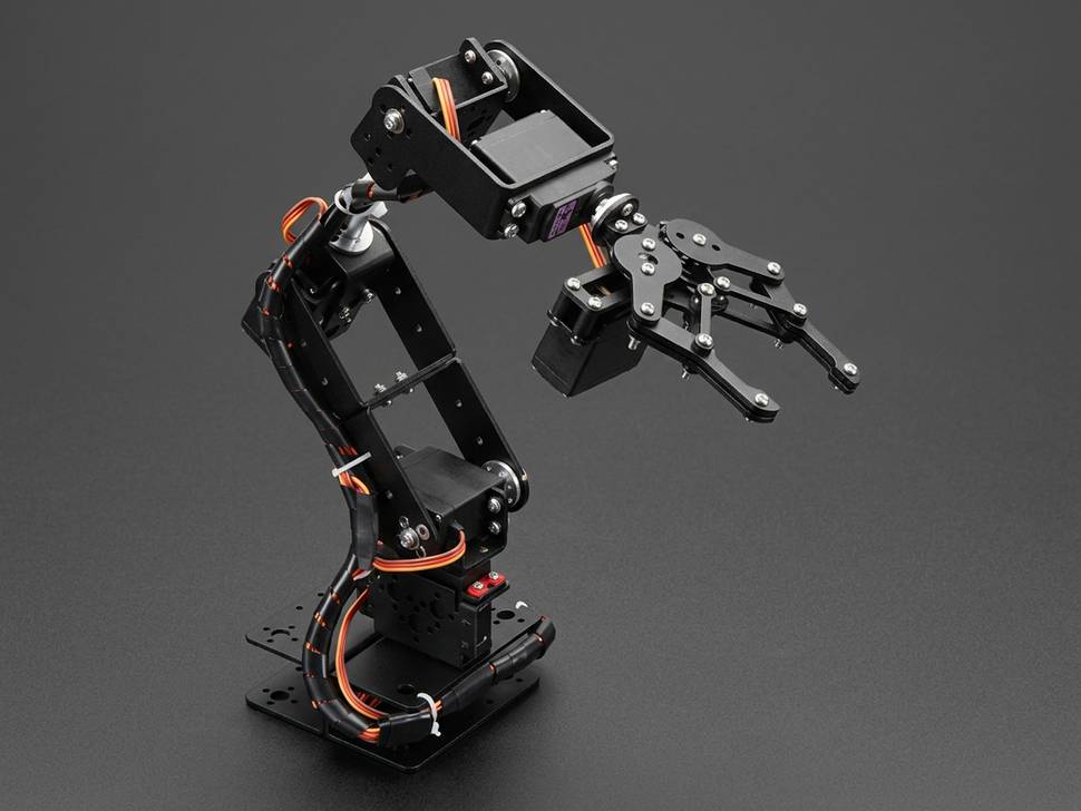 6 DOF Metal Robotic Arm Kit with Servo Motors & Gripper – Arduino & Raspberry Pi Compatible