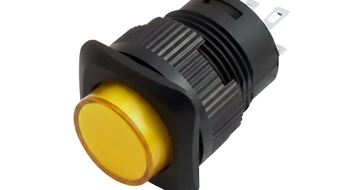 16mm Square Panel Mount Latching On & Off Pushbutton Switch | Thingbits ...