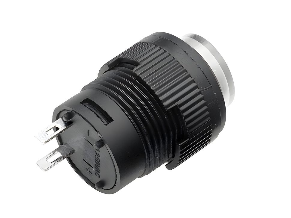 White 16mm Round Panel Mount Latching On & Off Pushbutton - Back