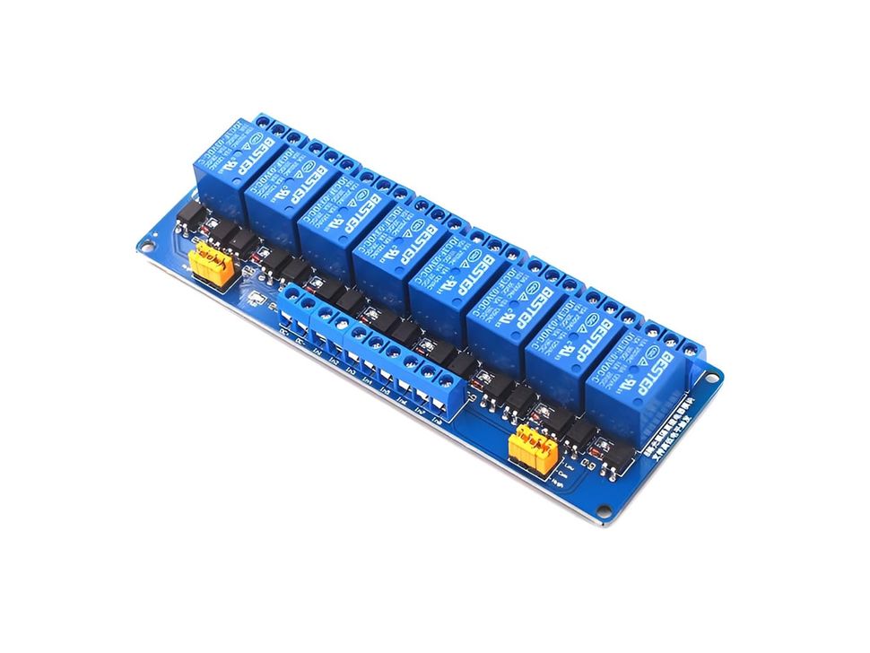 8 Channel Relay Module with High/Low Trigger and Optocoupler