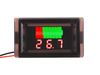 2-wire Battery Waterproof Voltmeter - Red