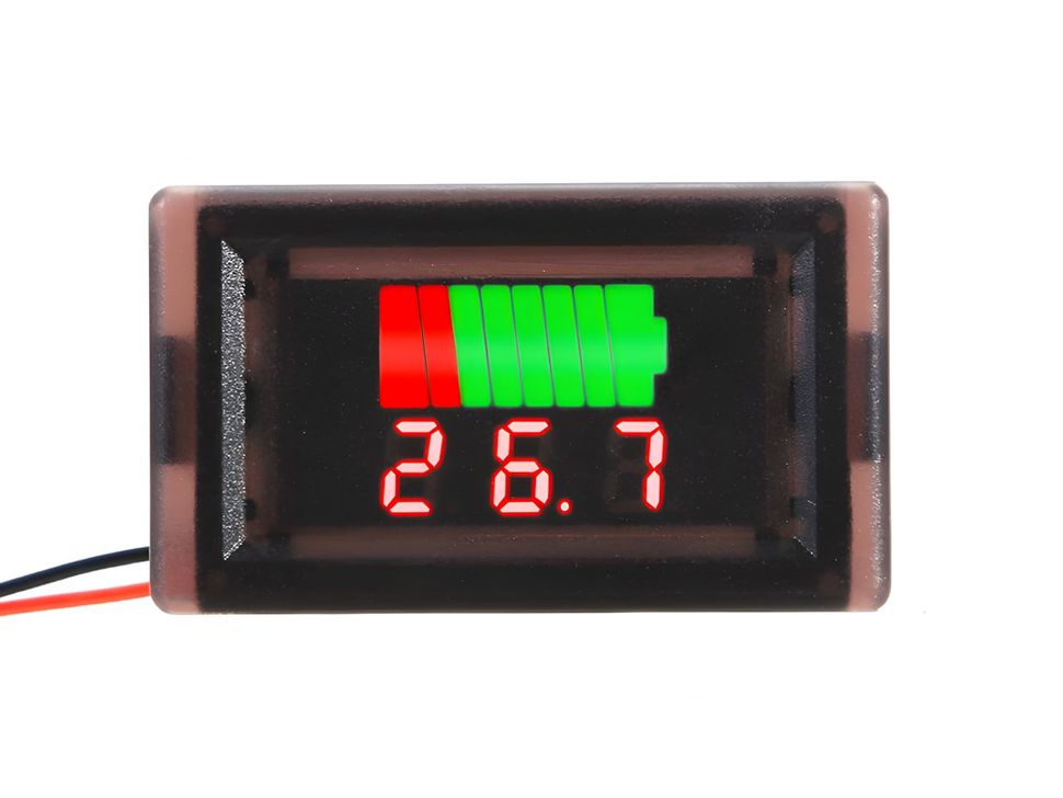 2-wire Battery Waterproof Voltmeter - Red