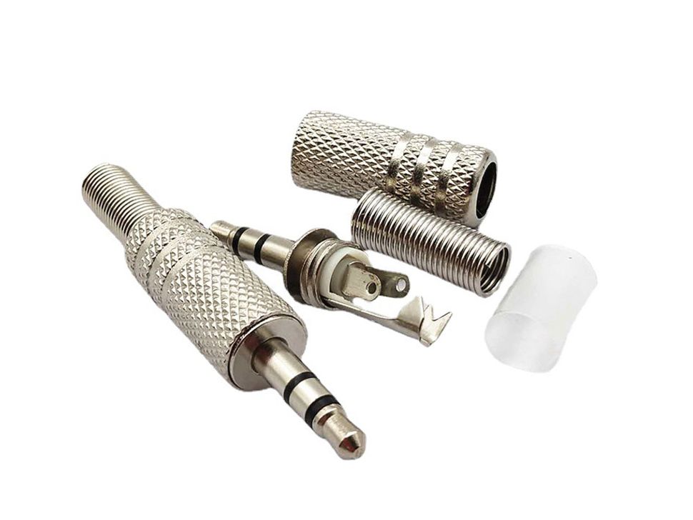 Nickel Plated 3.5mm 3-Pole TRS Stereo Audio Plug Open