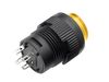 Yellow 16mm Round Panel Mount Latching On & Off Pushbutton with LED - Back