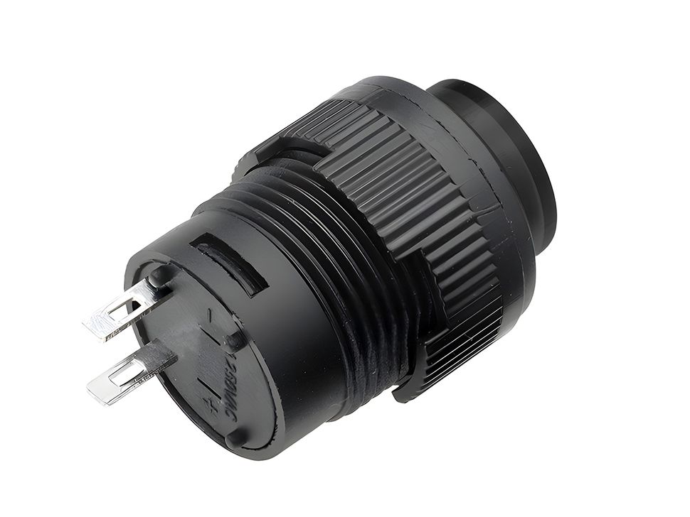 Black 16mm Round Panel Mount Latching On & Off Pushbutton - Back