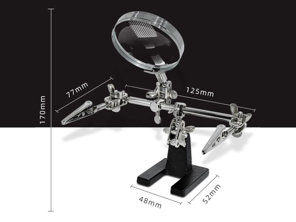 Helping Third Hand Tool with Magnifying Glass Dimensions