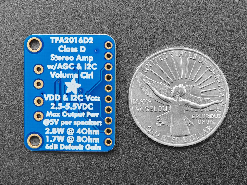 Image for Adafruit TPA2016 Stereo 2.8W Class D Audio Amp with I2C AGC
