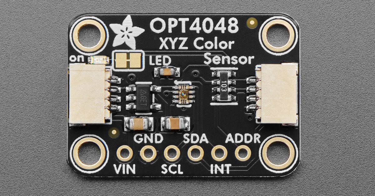 Adafruit OPT4048 Tri-Stimulus XYZ Color, Lux & CCT Sensor | Thingbits ...