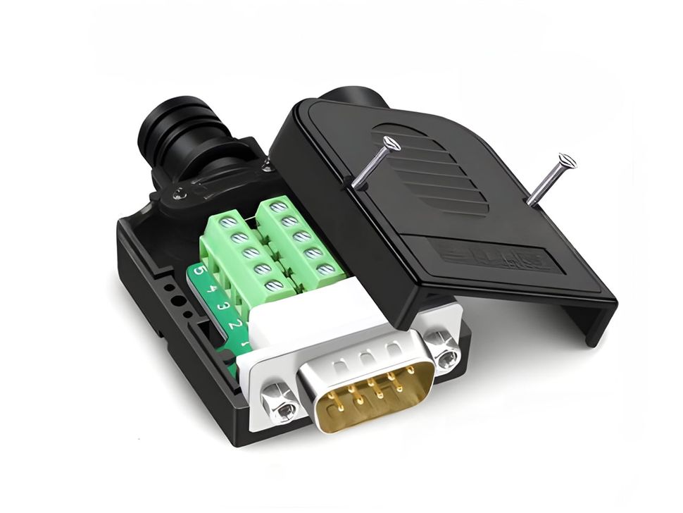 DB9 RS232 Male to Terminal Block with Plastic Body & Nut
