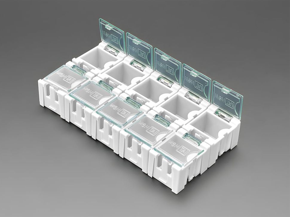 White Tiny Modular Snap Boxes for Components Storage