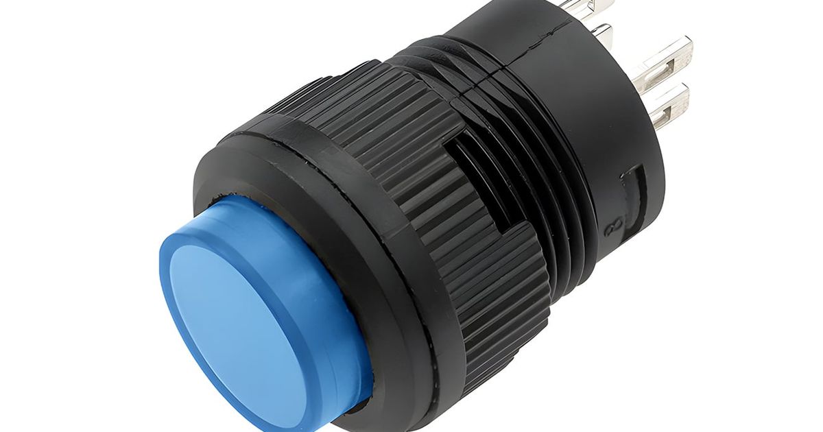 16mm Round Panel Mount Latching On & Off Pushbutton Switch | Thingbits ...