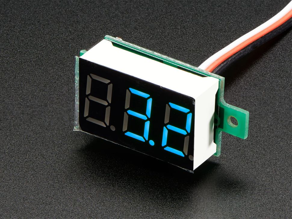 3-wire Voltmeter with 0.36 inch LED Display - Blue