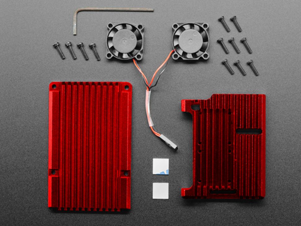 Aluminum Heat Sink Case with Fans for Raspberry Pi 4 Red