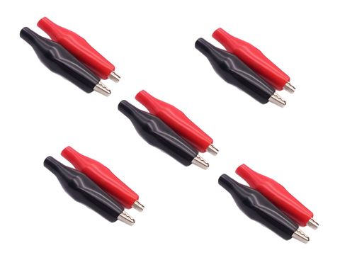 5A Red & Black Crocodile Alligator Clips - Pack of 10