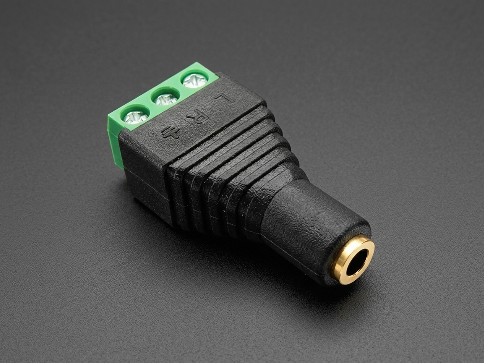 3.5mm 3-Pole Stereo Audio Jack Terminal Block - Front