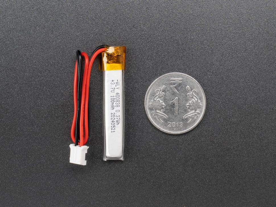 Lithium Ion Polymer Battery 3.7V 100mAh Size Reference