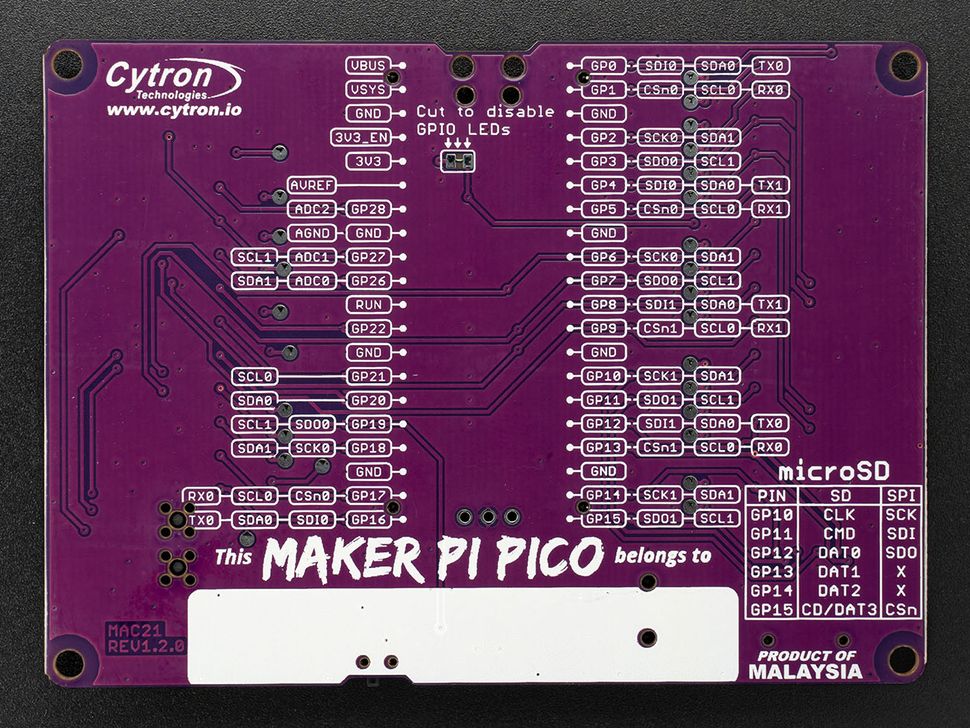 Maker Pi Pico Base For Raspberry Pi Pico Bottom
