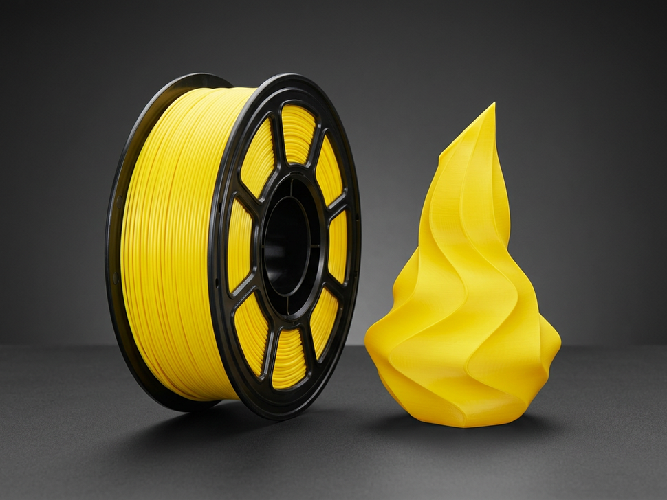 Premium PLA+ Silk Yellow Filament for 3D Printers