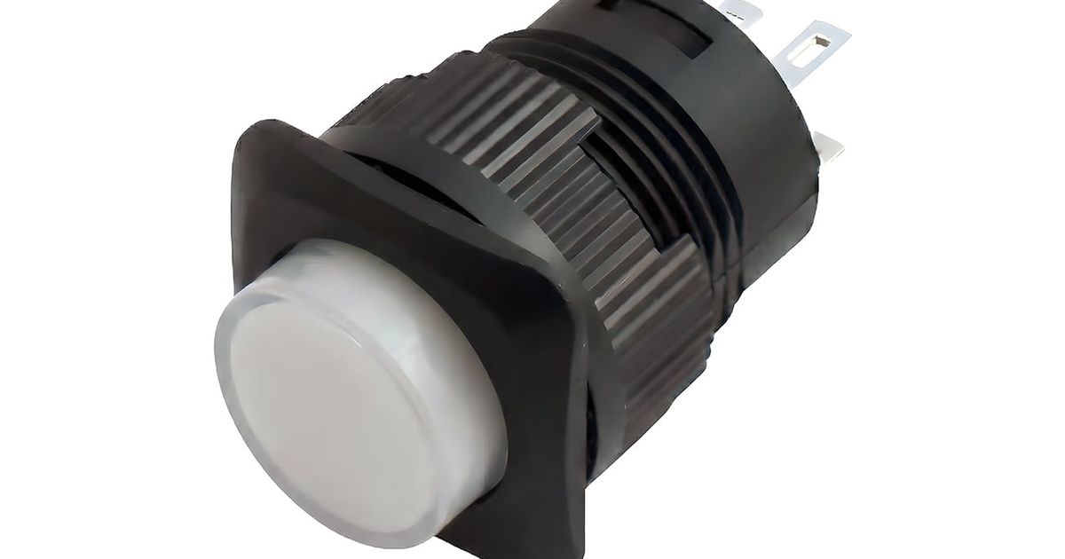 16mm Square Panel Mount Latching On & Off Pushbutton Switch | Thingbits ...