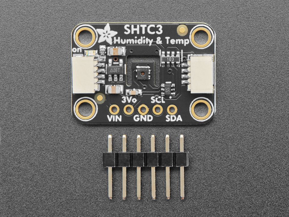 Top View with headers for Adafruit SHTC3 Sensirion Temp Humidity Sensor - STEMMA QT/Qwiic