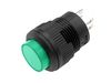 Green 16mm Round Panel Mount Momentary Pushbutton with LED - Front