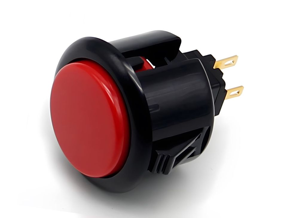 30mm Round Arcade Red & Black Push Button