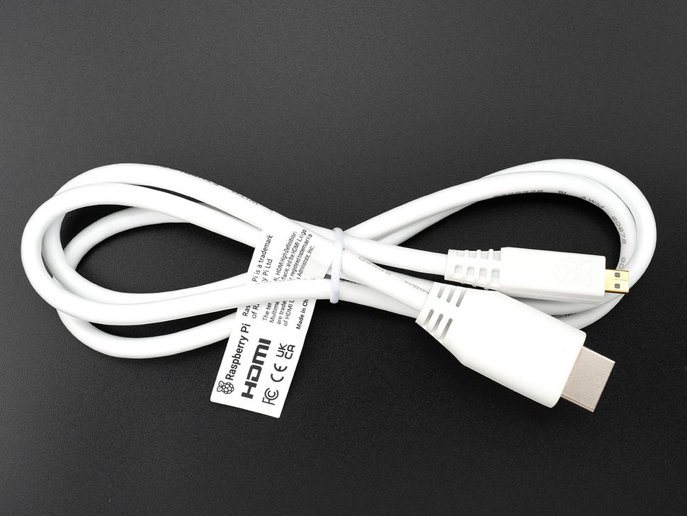 Official Raspberry Pi Micro HDMI Cable - 1m - White •