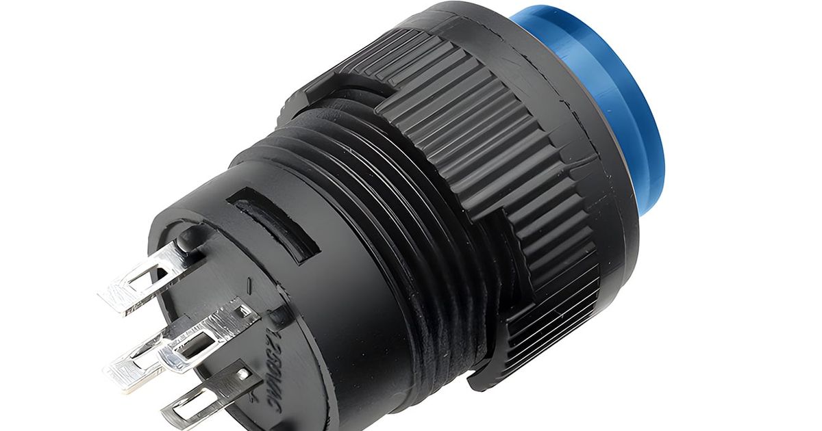 16mm Round Panel Mount Latching On & Off Pushbutton Switch | Thingbits ...